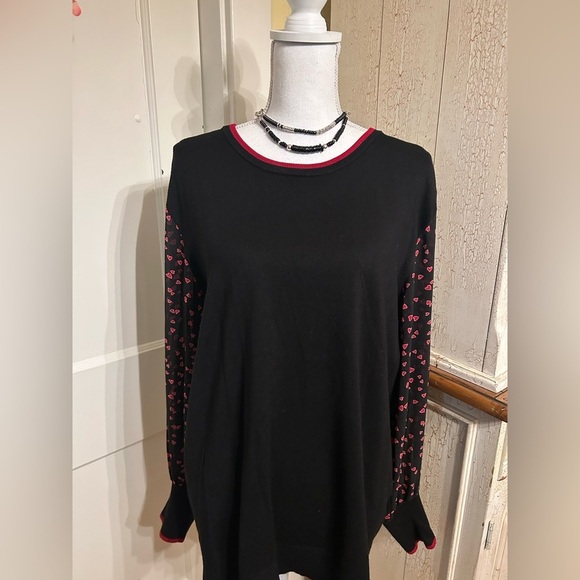Dkny Tops - DKNY Black Knit Top with Sheer Sleeves.